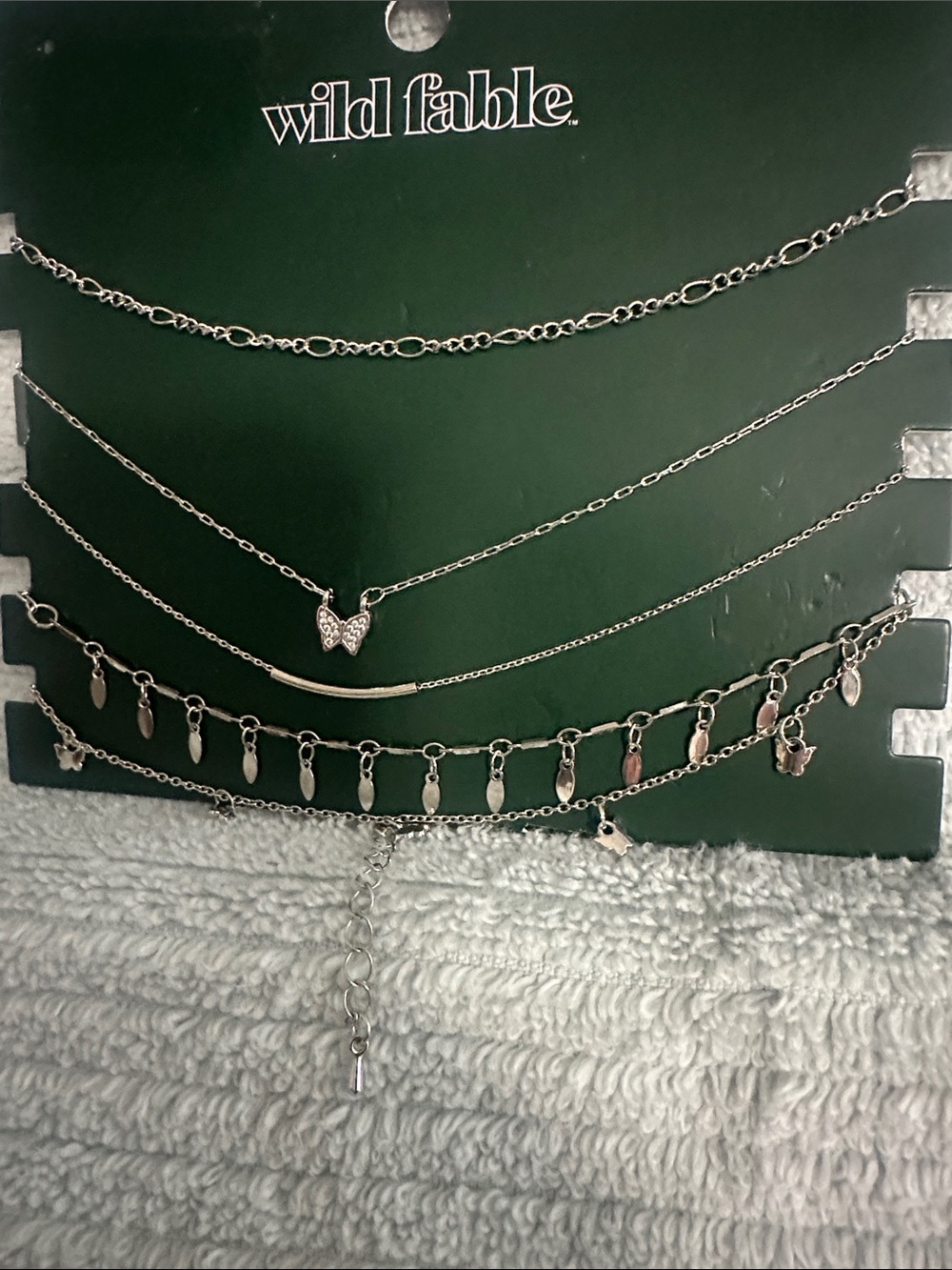 wild fable set of 5 Silver Layered Butterfly and Charm Necklace Set NWT